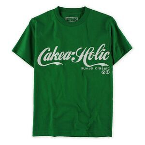 SUVAS Mens Cake A Holic Logo Graphic T-Shirt, Green, NWT